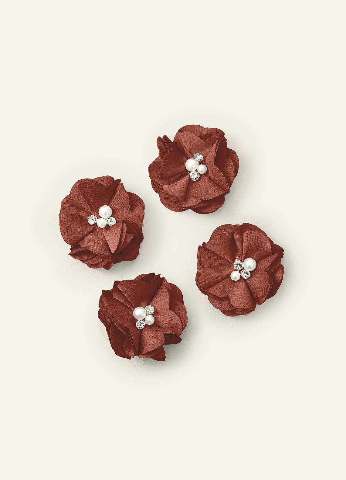 Four-Piece Matching Color Stretch Satin Hair Clip Set — Auburn — 图 48/250
