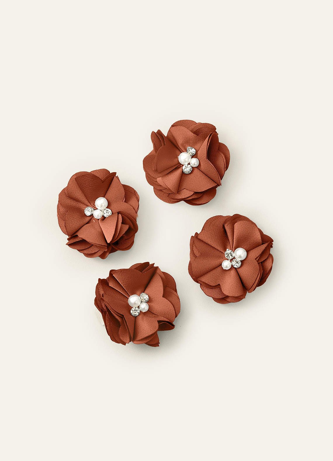 Four-Piece Matching Color Stretch Satin Hair Clip Set — Cedar Rose — 图 29/250