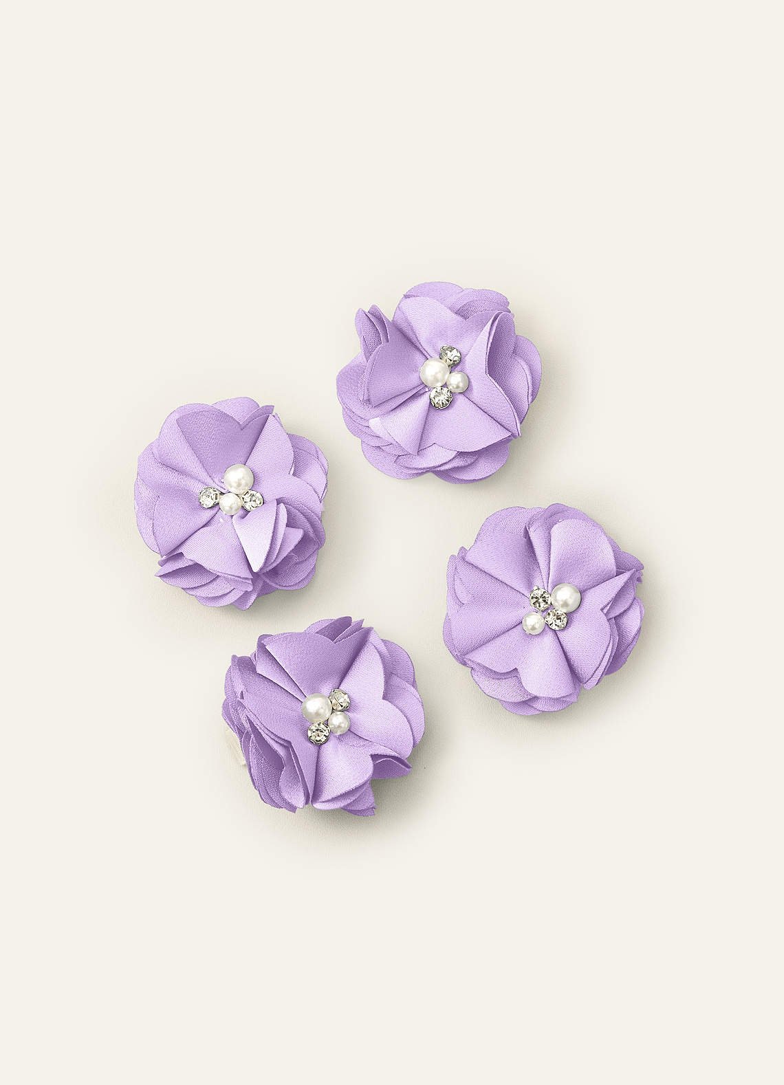Four-Piece Matching Color Stretch Satin Hair Clip Set — Lilac — 图 32/250