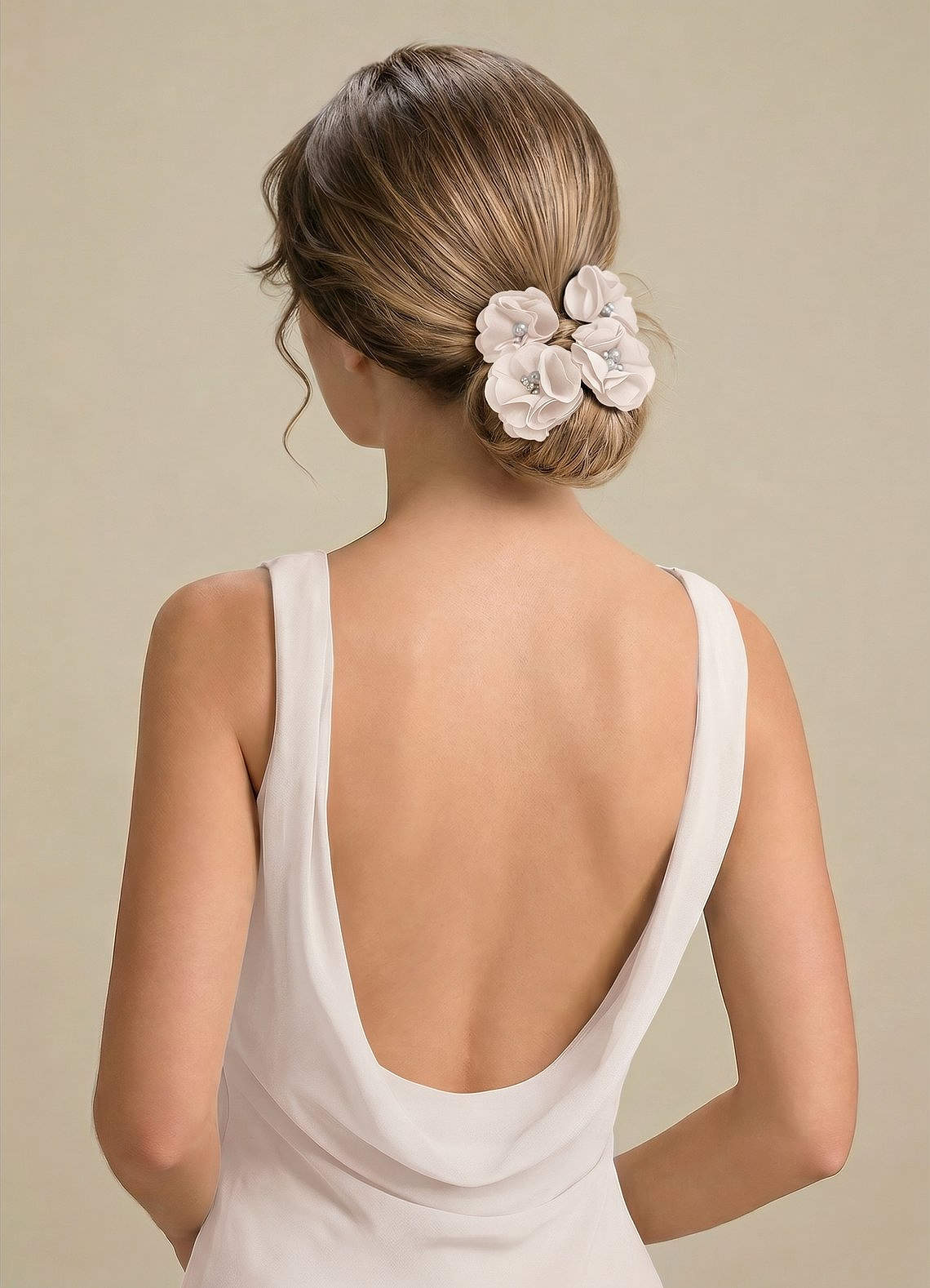 Four-Piece Matching Color Stretch Satin Hair Clip Set — White Alabaster — 图 179/250