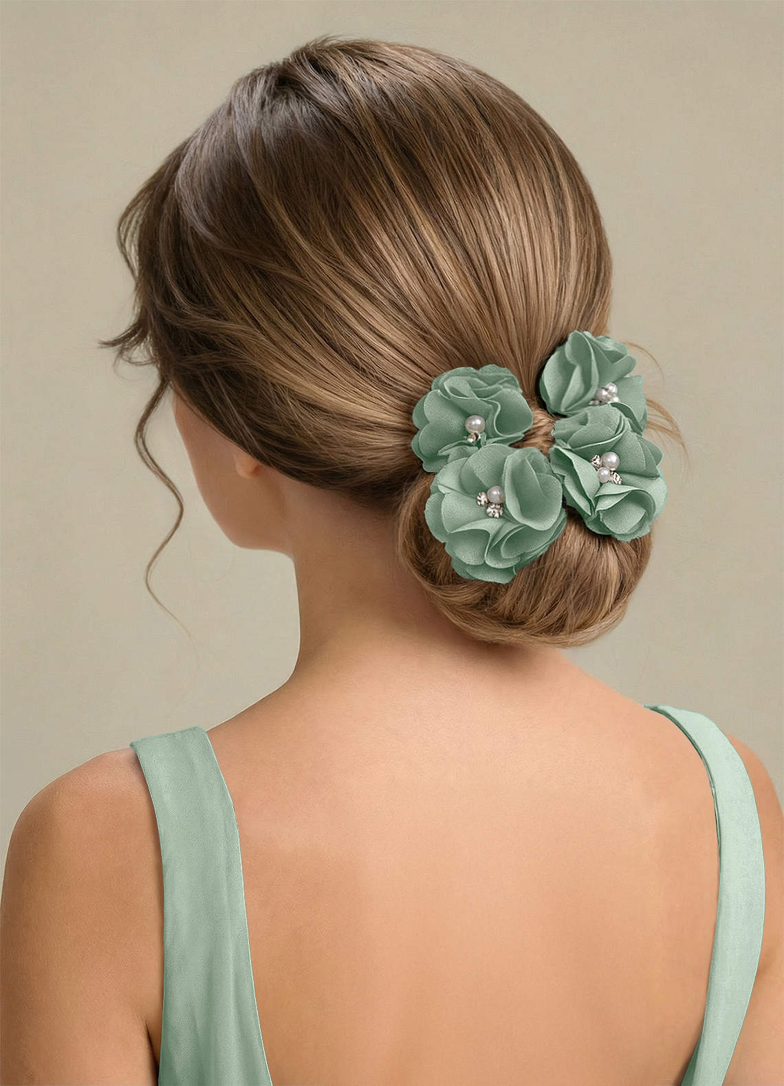 Four-Piece Matching Color Stretch Satin Hair Clip Set — Agave — 图 189/250