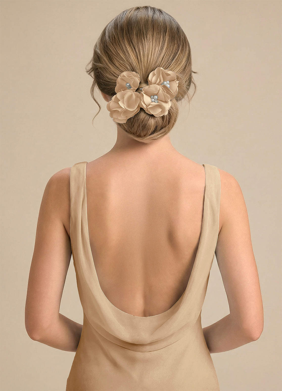 Four-Piece Matching Color Stretch Satin Hair Clip Set — champagne — 图 118/250