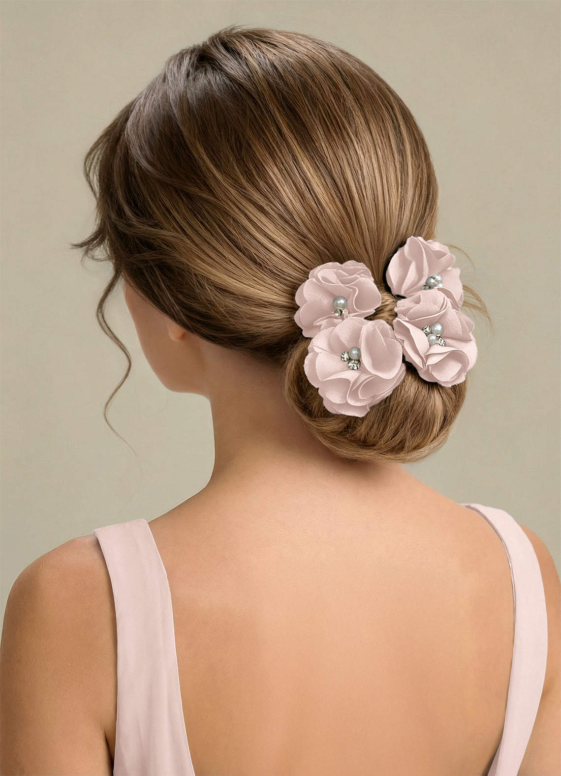 Four-Piece Matching Color Stretch Satin Hair Clip Set — Blushing Pink — 图 209/250