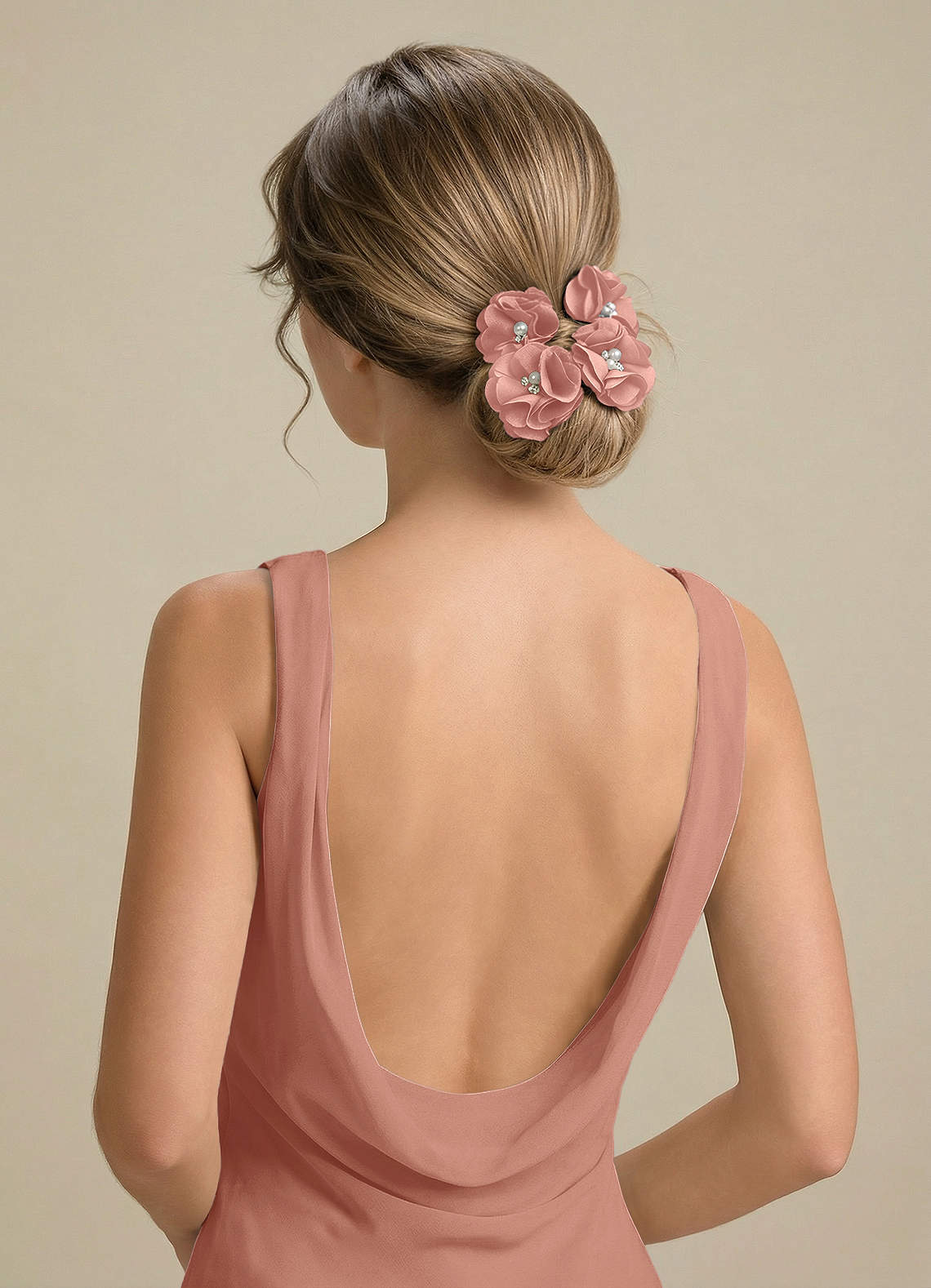 Four-Piece Matching Color Stretch Satin Hair Clip Set — Rosette — 图 150/250