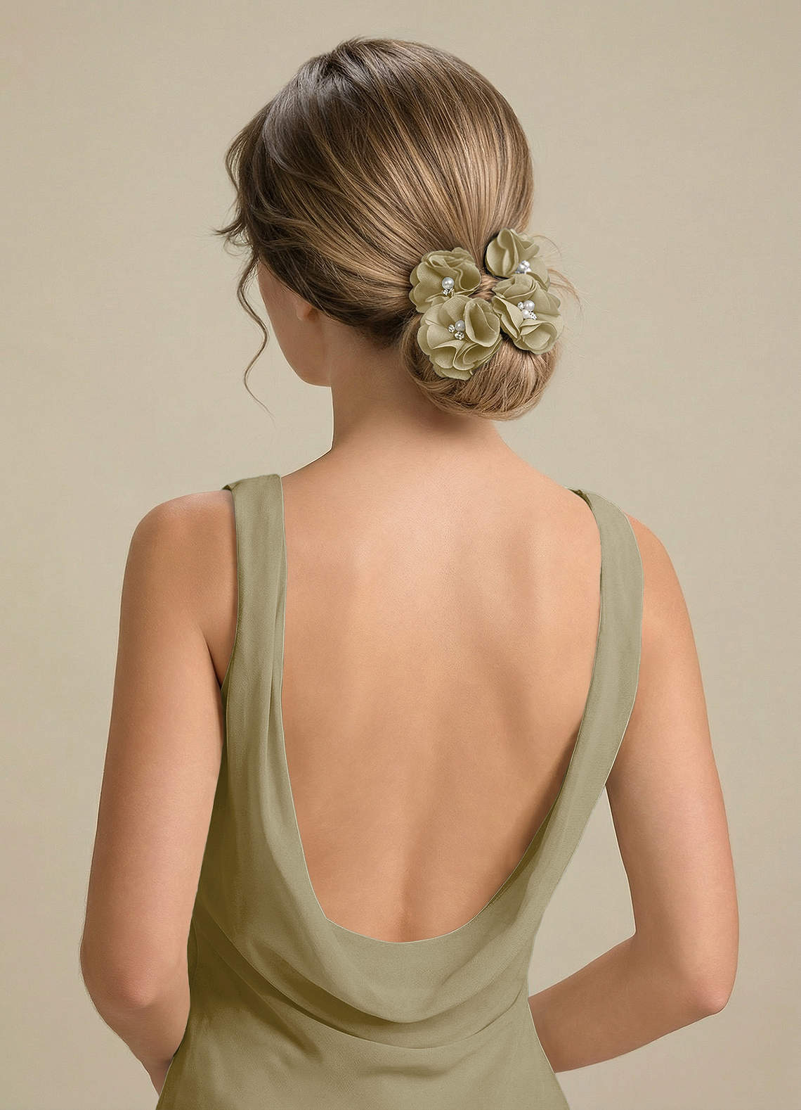 Four-Piece Matching Color Stretch Satin Hair Clip Set — Moss Green — 图 126/250