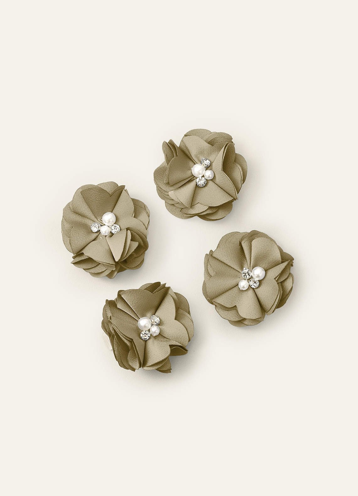 Four-Piece Matching Color Stretch Satin Hair Clip Set — Moss Green — 图 2/250
