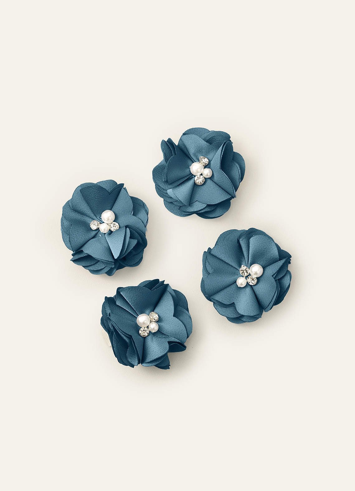Four-Piece Matching Color Stretch Satin Hair Clip Set — Bermuda — 图 21/250