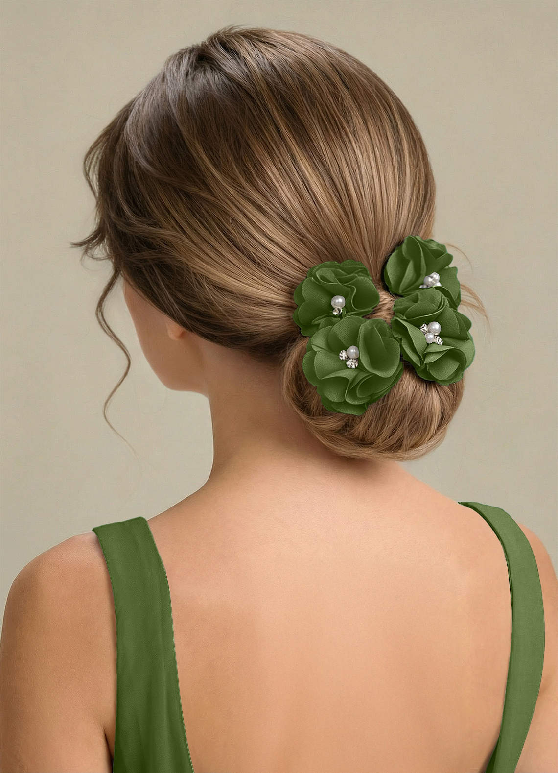 Four-Piece Matching Color Stretch Satin Hair Clip Set — Juniper — 图 193/250