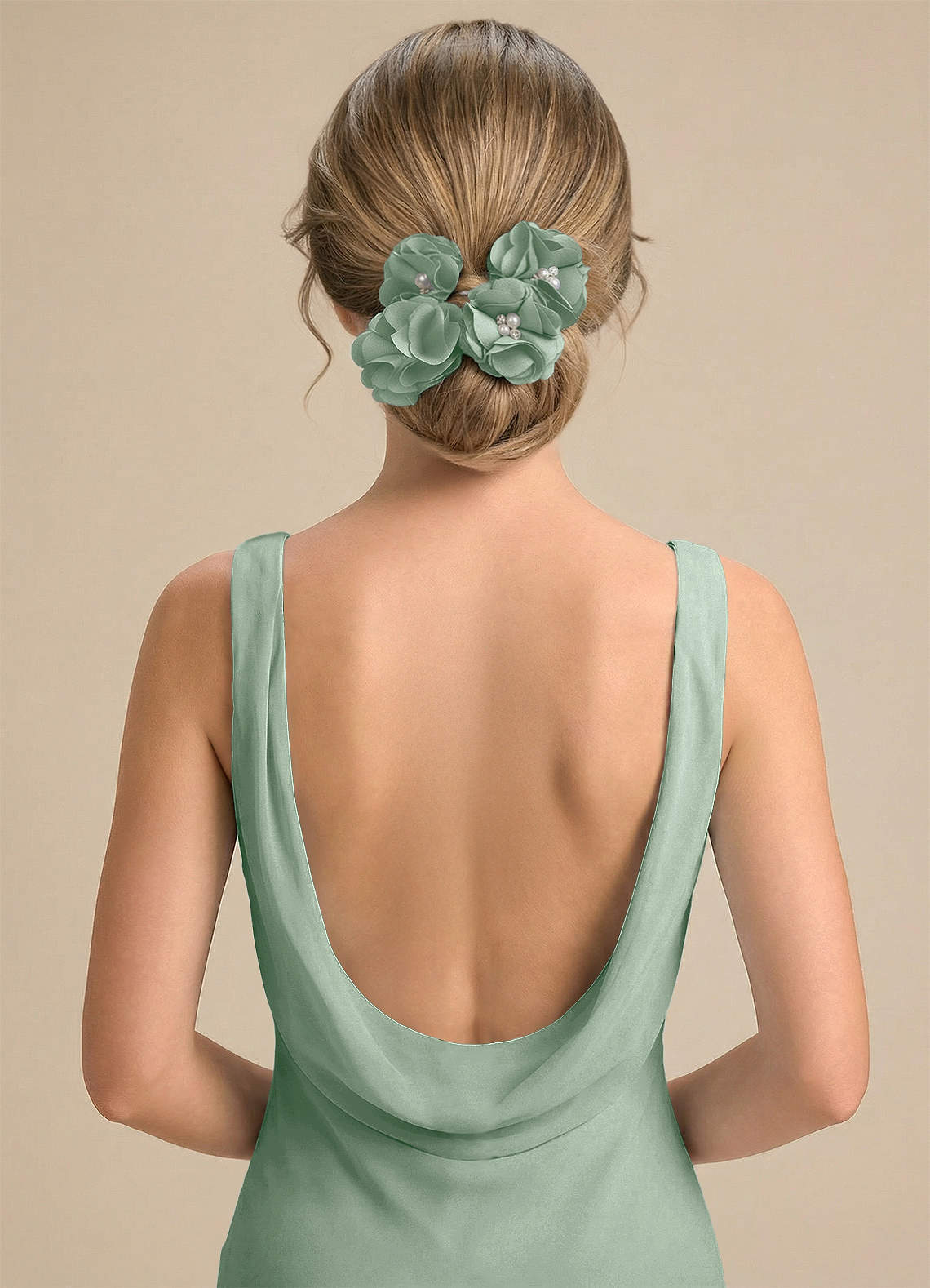 Four-Piece Matching Color Stretch Satin Hair Clip Set — Agave — 图 65/250