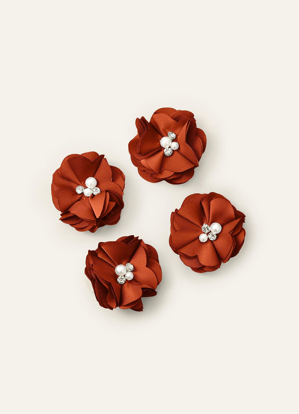 Four-Piece Matching Color Stretch Satin Hair Clip Set — Paprika — 图 47/250