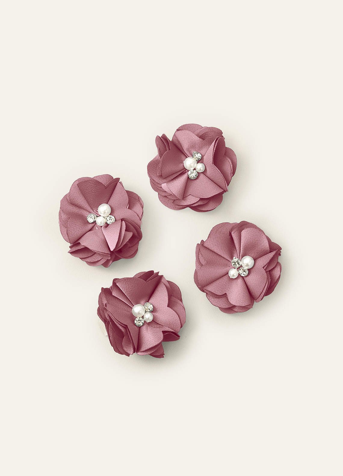 Four-Piece Matching Color Stretch Satin Hair Clip Set — Vintage Mauve — 图 34/250