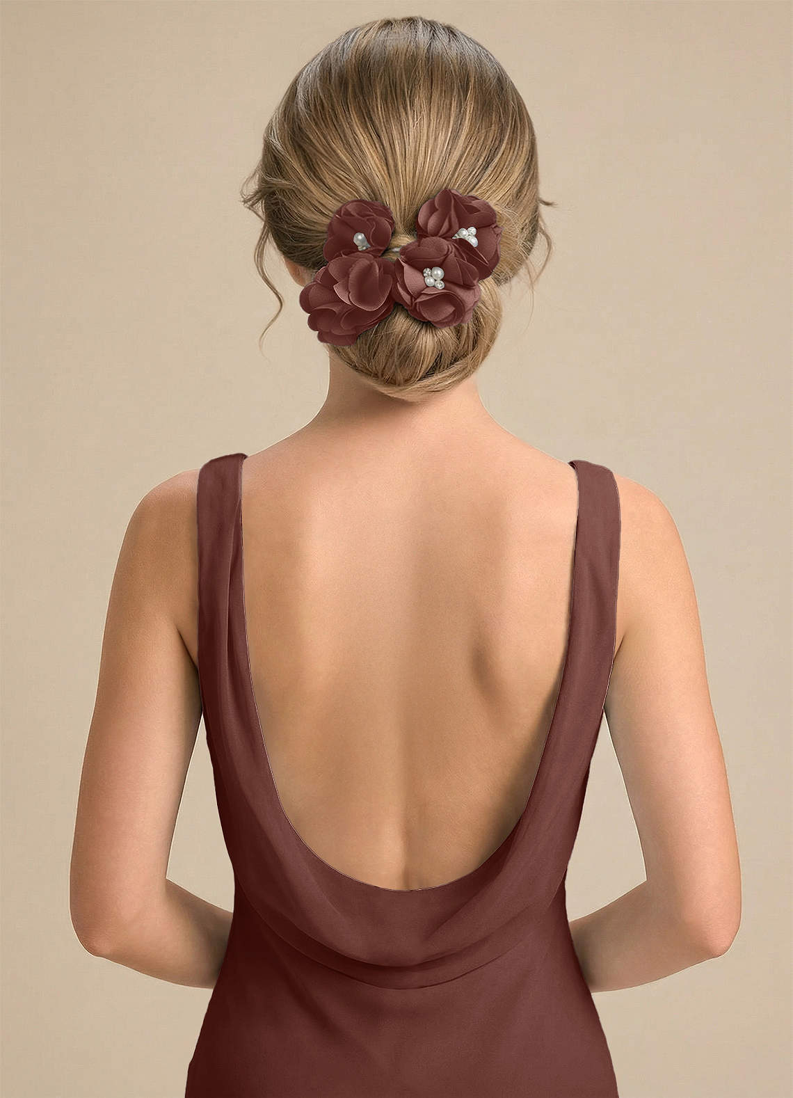 Four-Piece Matching Color Stretch Satin Hair Clip Set — espresso — 图 121/250