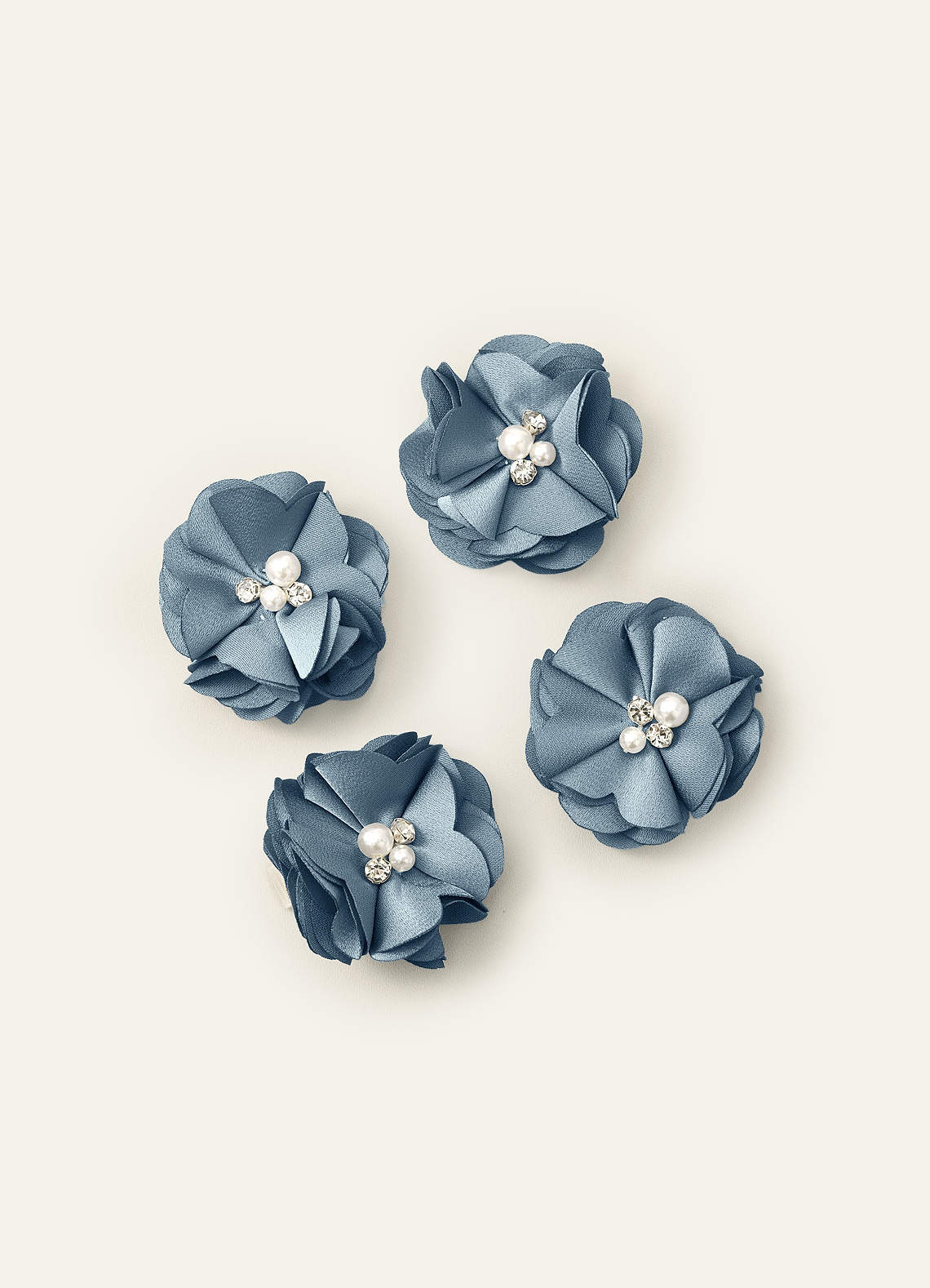 Four-Piece Matching Color Stretch Satin Hair Clip Set — dusty blue — 图 18/250