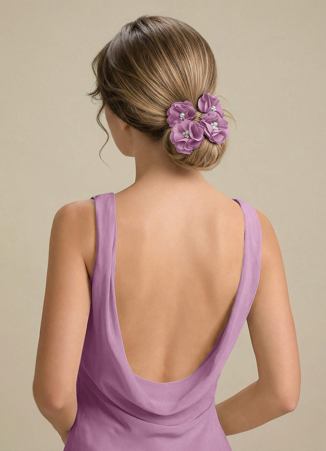 Four-Piece Matching Color Stretch Satin Hair Clip Set — Wisteria — 图 157/250