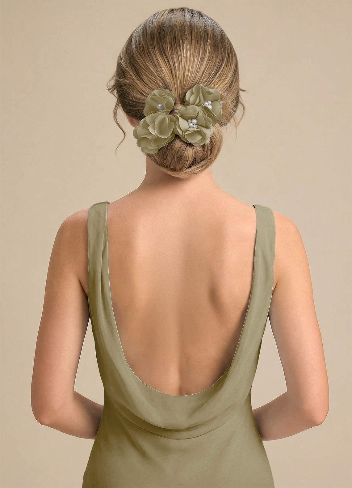 Four-Piece Matching Color Stretch Satin Hair Clip Set — Moss Green — 图 64/250