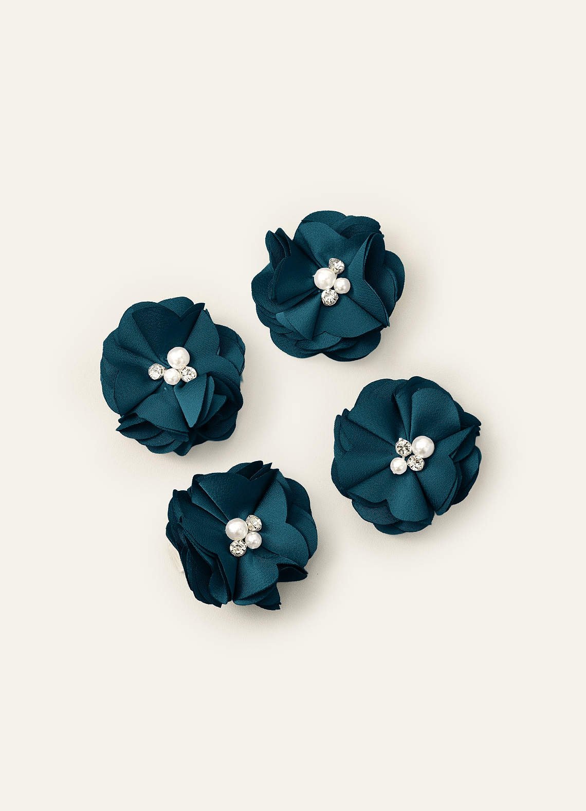 Four-Piece Matching Color Stretch Satin Hair Clip Set — Ink Blue — 图 22/250