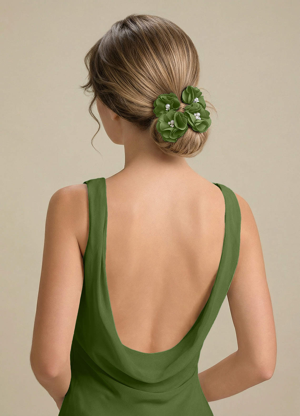 Four-Piece Matching Color Stretch Satin Hair Clip Set — Juniper — 图 131/250