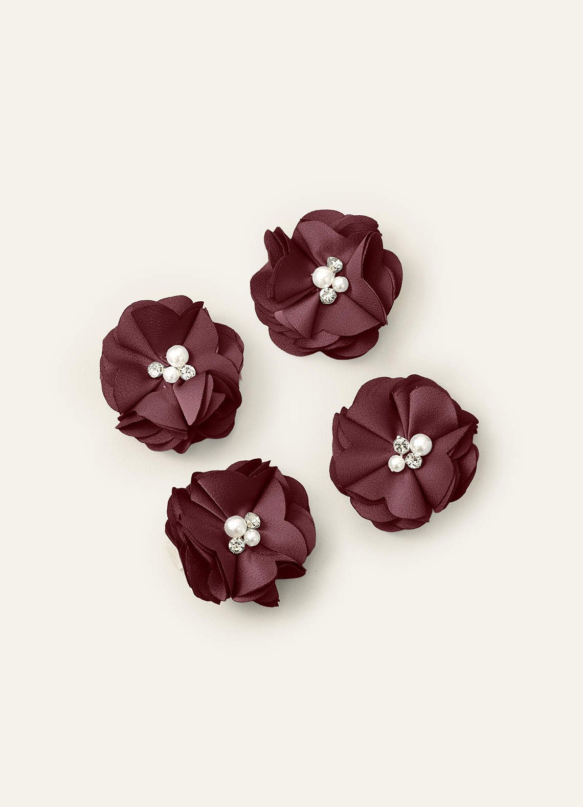 Four-Piece Matching Color Stretch Satin Hair Clip Set — Sangria — 图 37/250