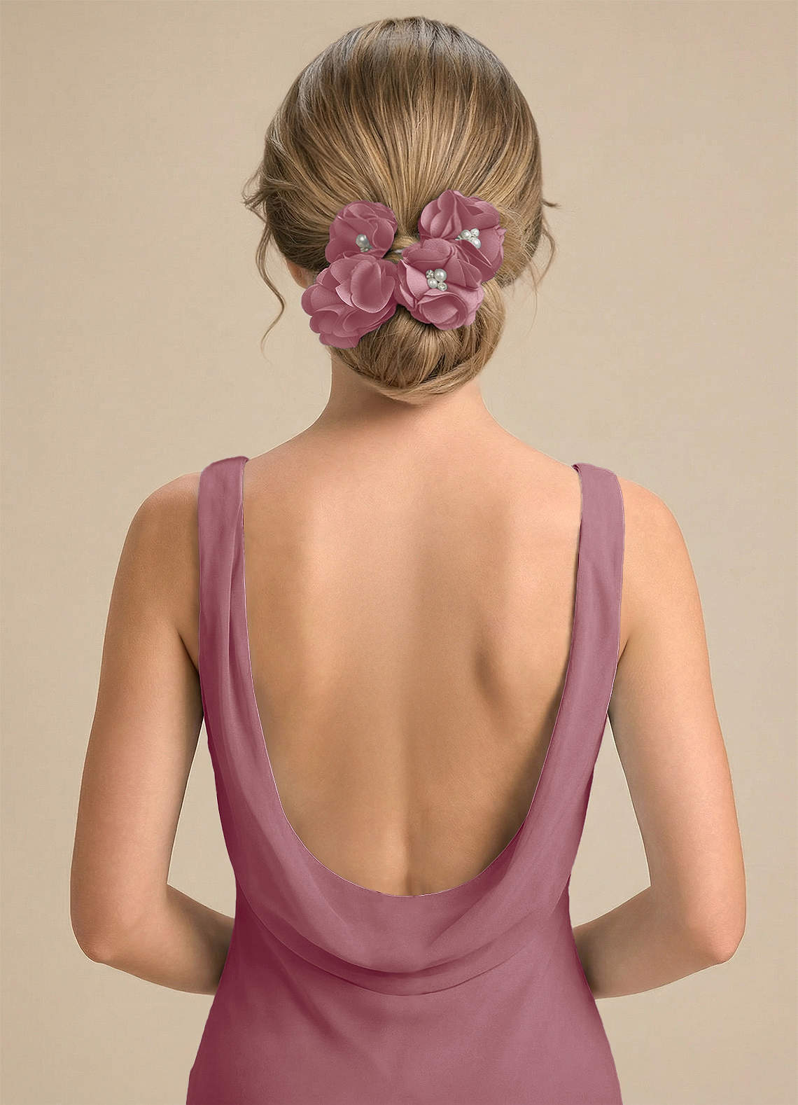 Four-Piece Matching Color Stretch Satin Hair Clip Set — Vintage Mauve — 图 96/250
