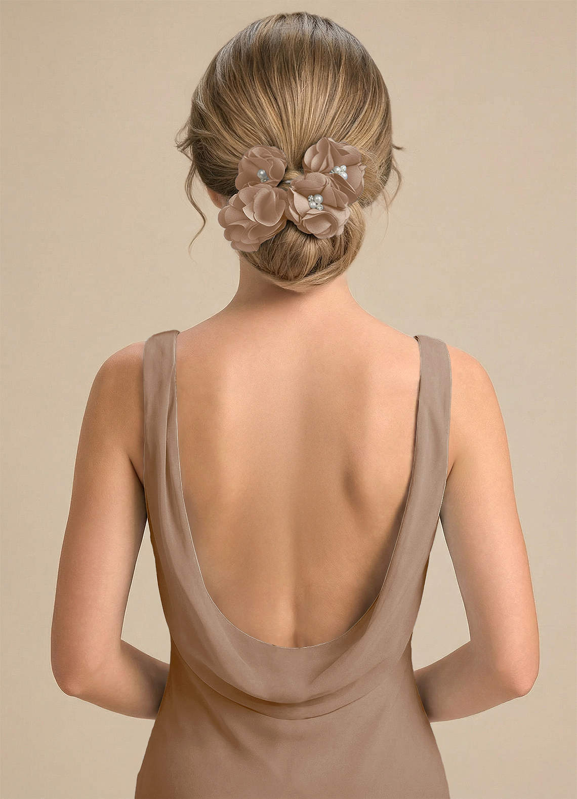 Four-Piece Matching Color Stretch Satin Hair Clip Set — taupe — 图 120/250