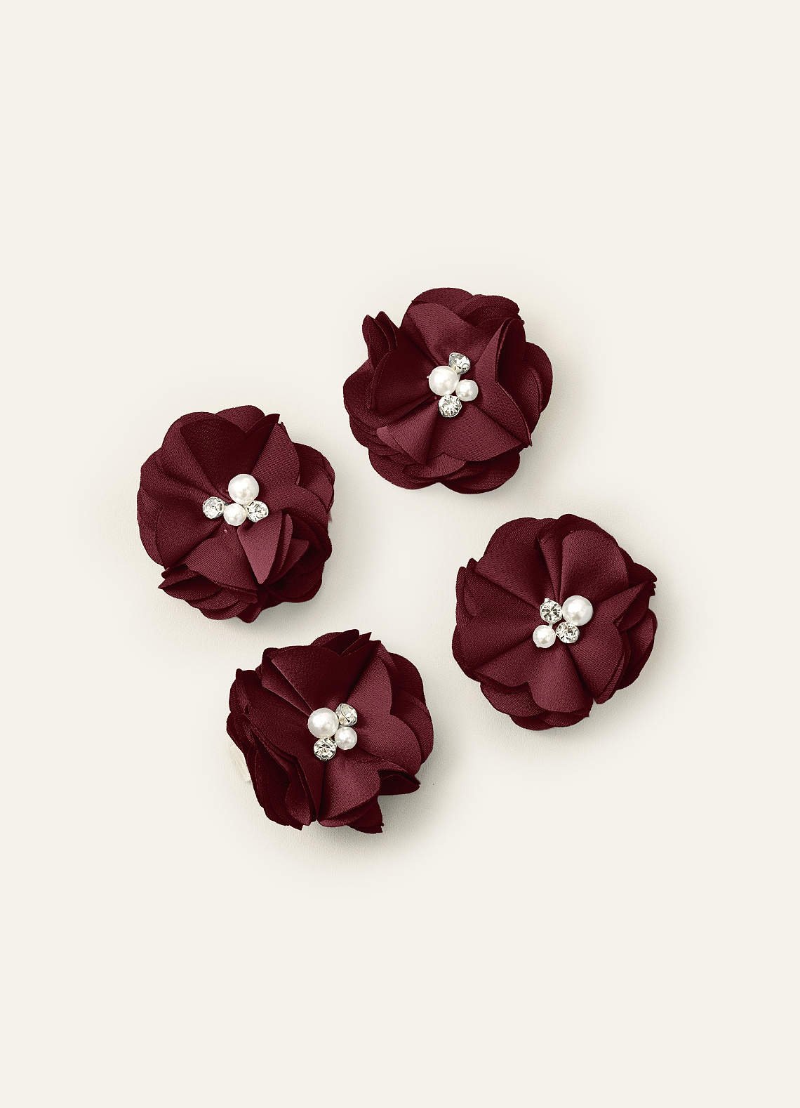 Four-Piece Matching Color Stretch Satin Hair Clip Set — Cabernet — 图 46/250