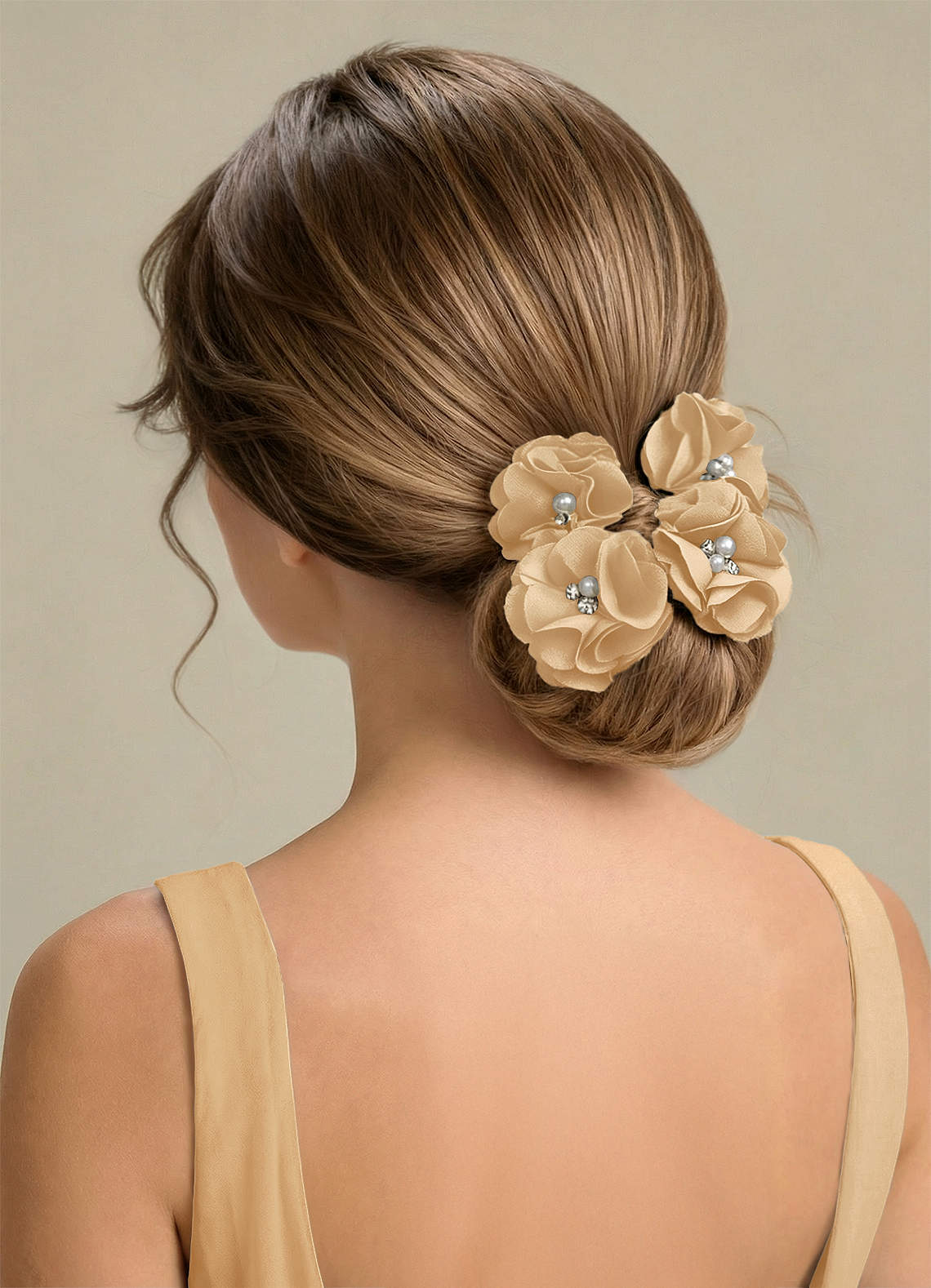 Four-Piece Matching Color Stretch Satin Hair Clip Set — Gold — 图 237/250