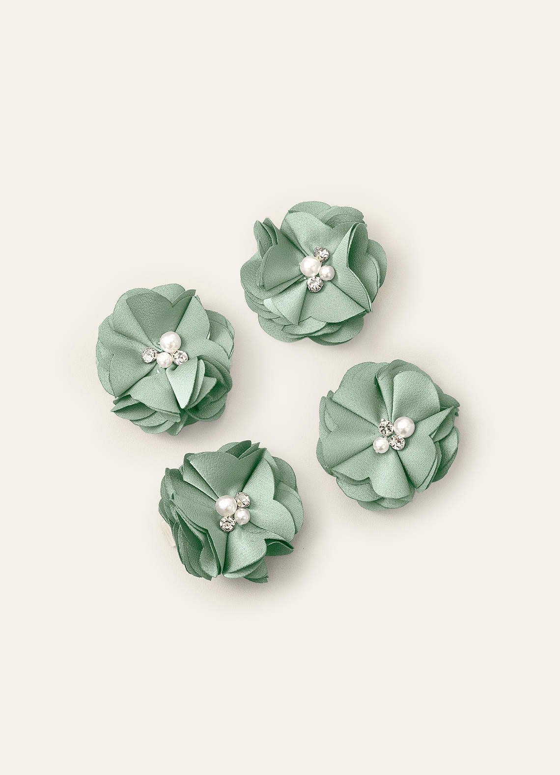 Four-Piece Matching Color Stretch Satin Hair Clip Set — Agave — 图 3/250
