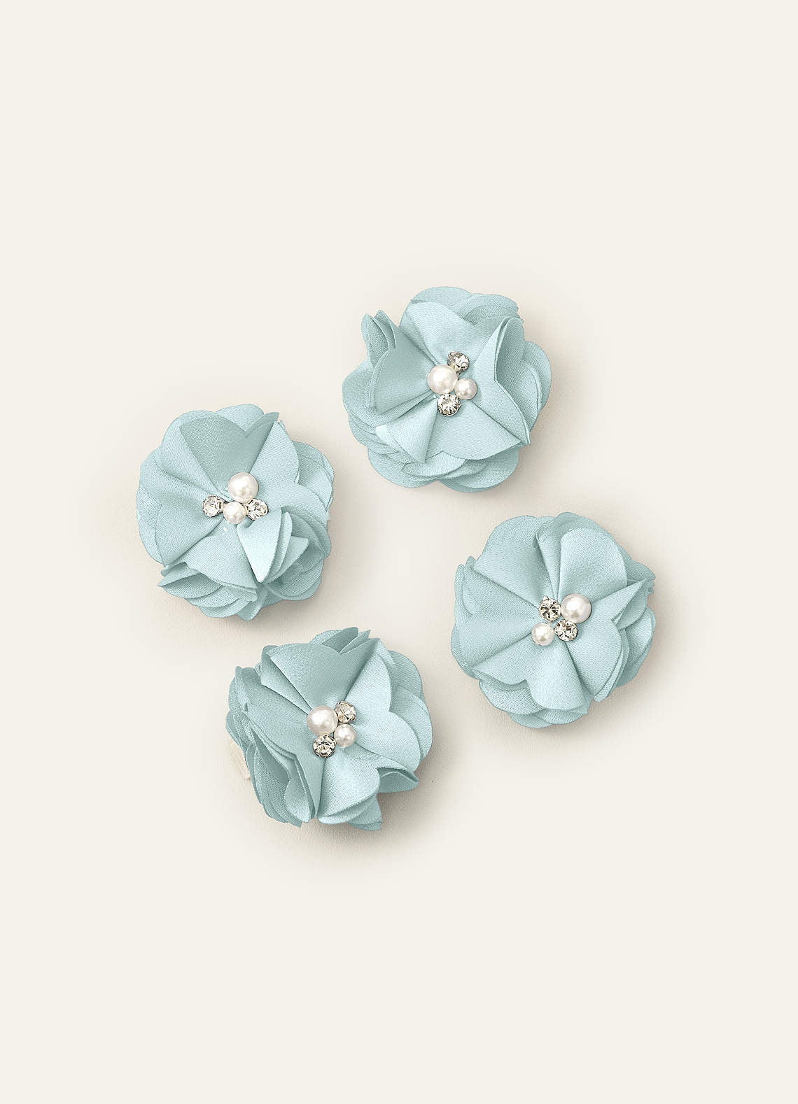 Four-Piece Matching Color Stretch Satin Hair Clip Set — Sea Glass — 图 15/250