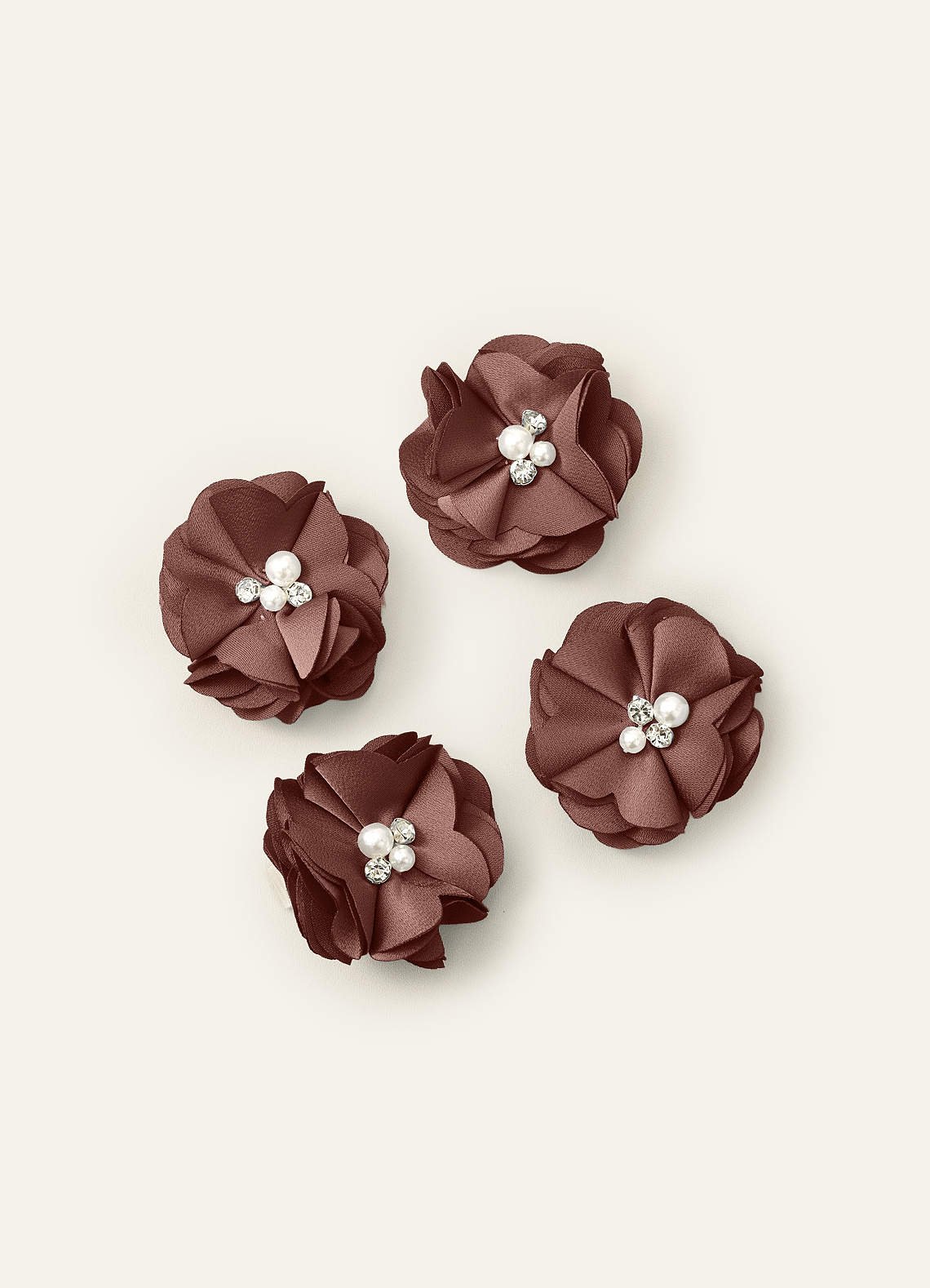 Four-Piece Matching Color Stretch Satin Hair Clip Set — espresso — 图 59/250