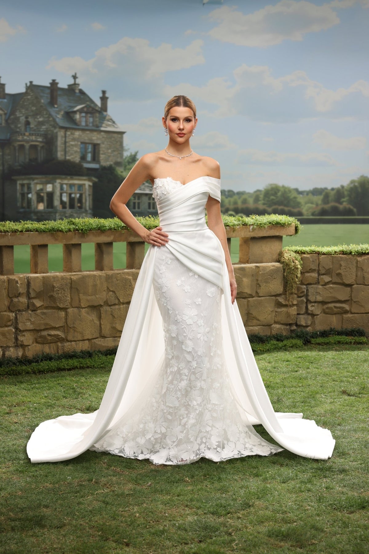Galia white wedding dress front view 1