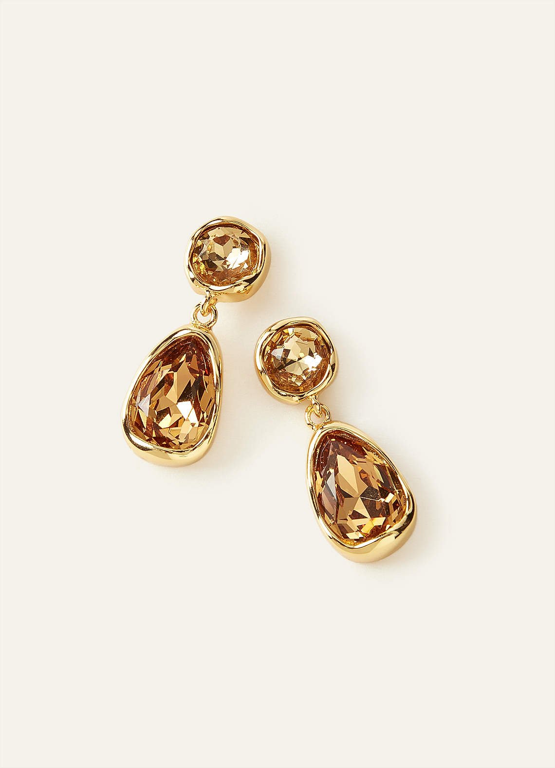 Gemstone Bezel Drop Earrings — Brown — 图 6/6