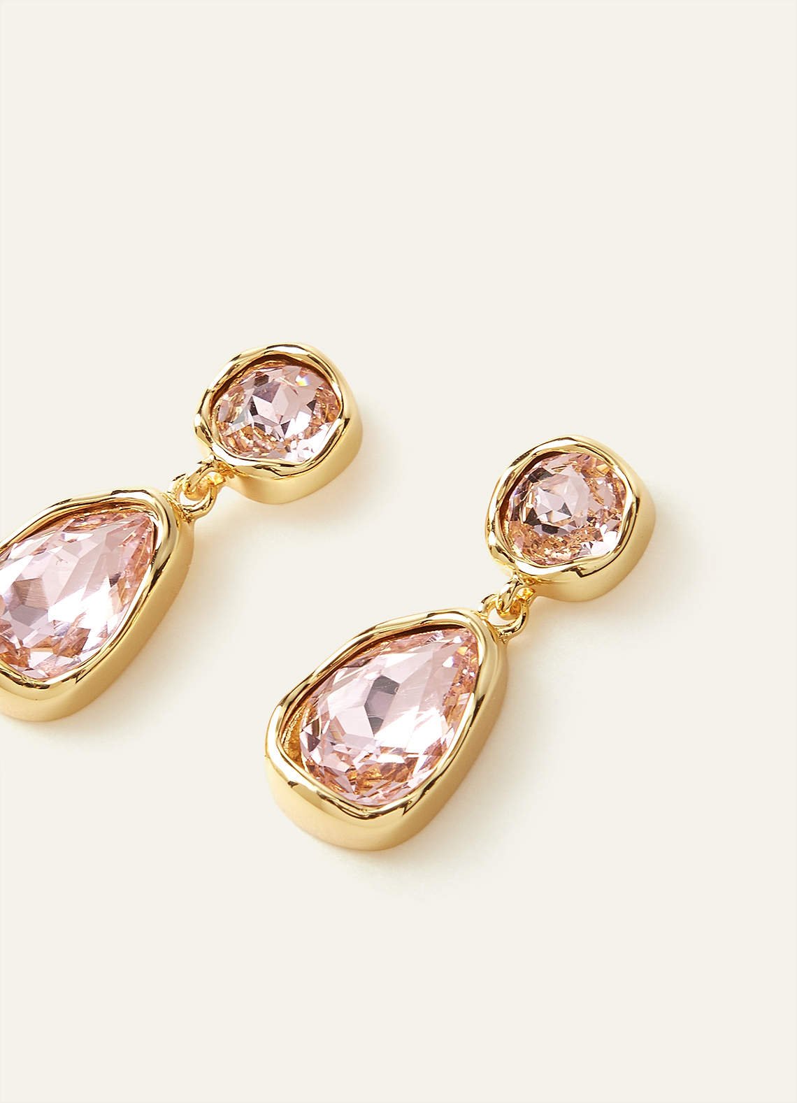 Gemstone Bezel Drop Earrings — pink — 图 3/6