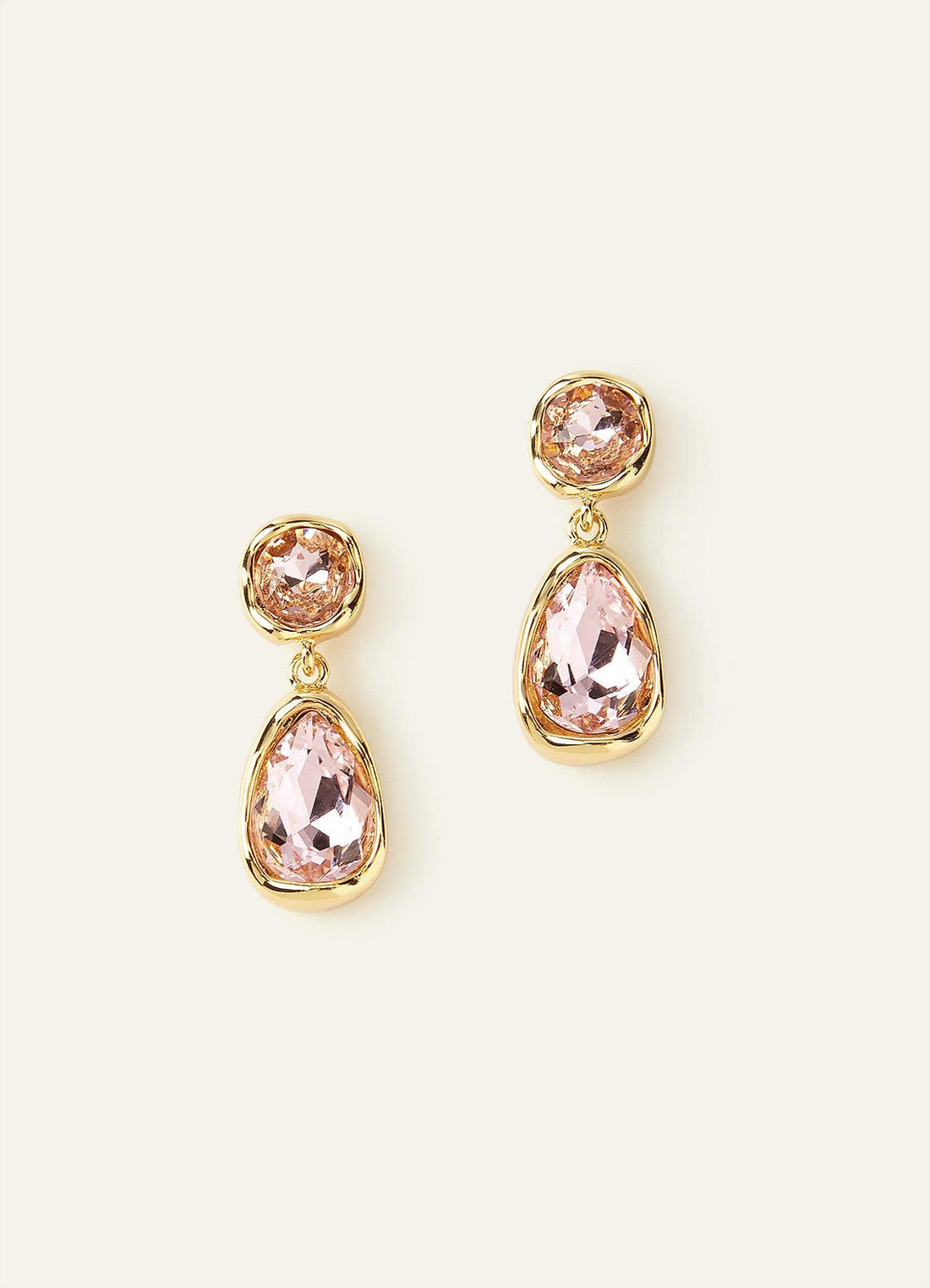 Gemstone Bezel Drop Earrings — pink — 图 1/6