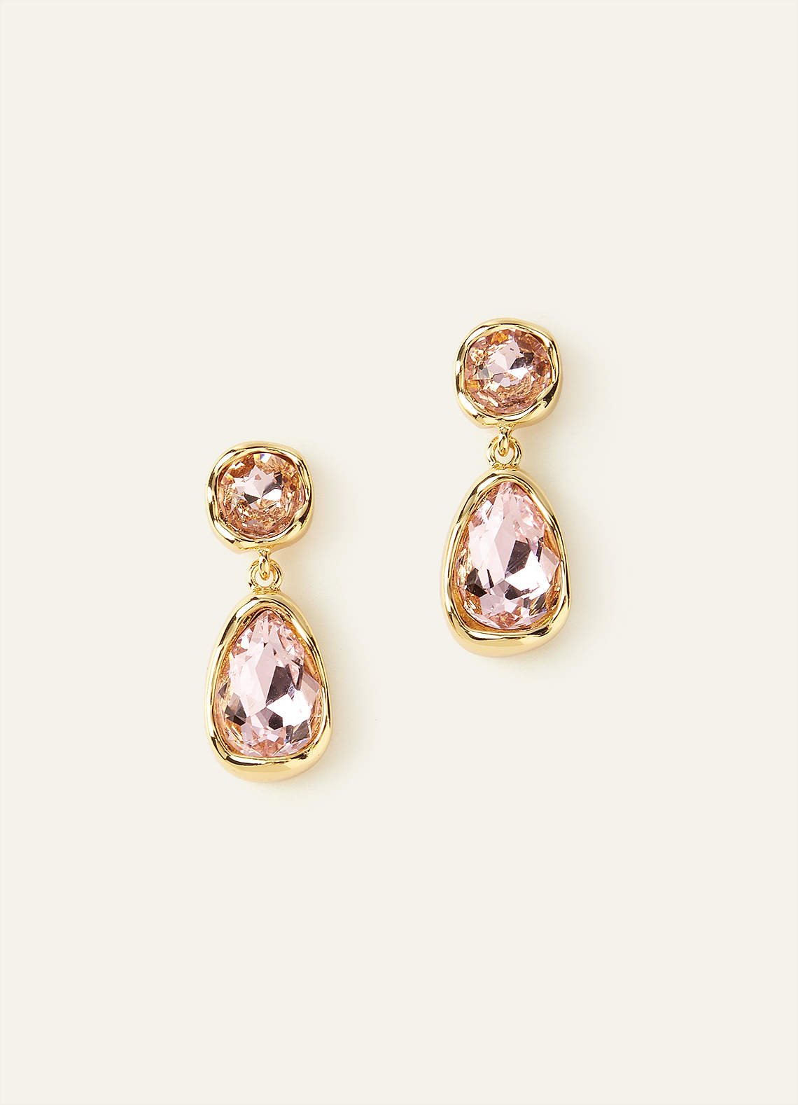 Gemstone Bezel Drop Earrings — pink — 图 1/6