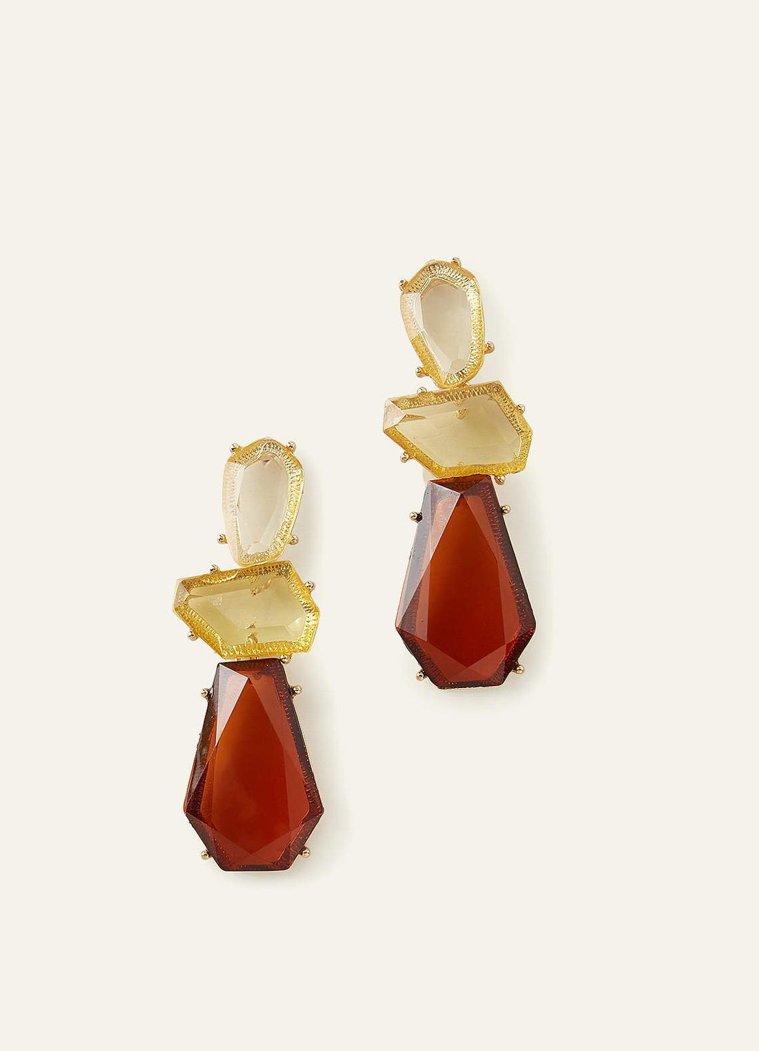 Geometric Gemstone Statement Drop Earrings — Multicolor — 图 1/3