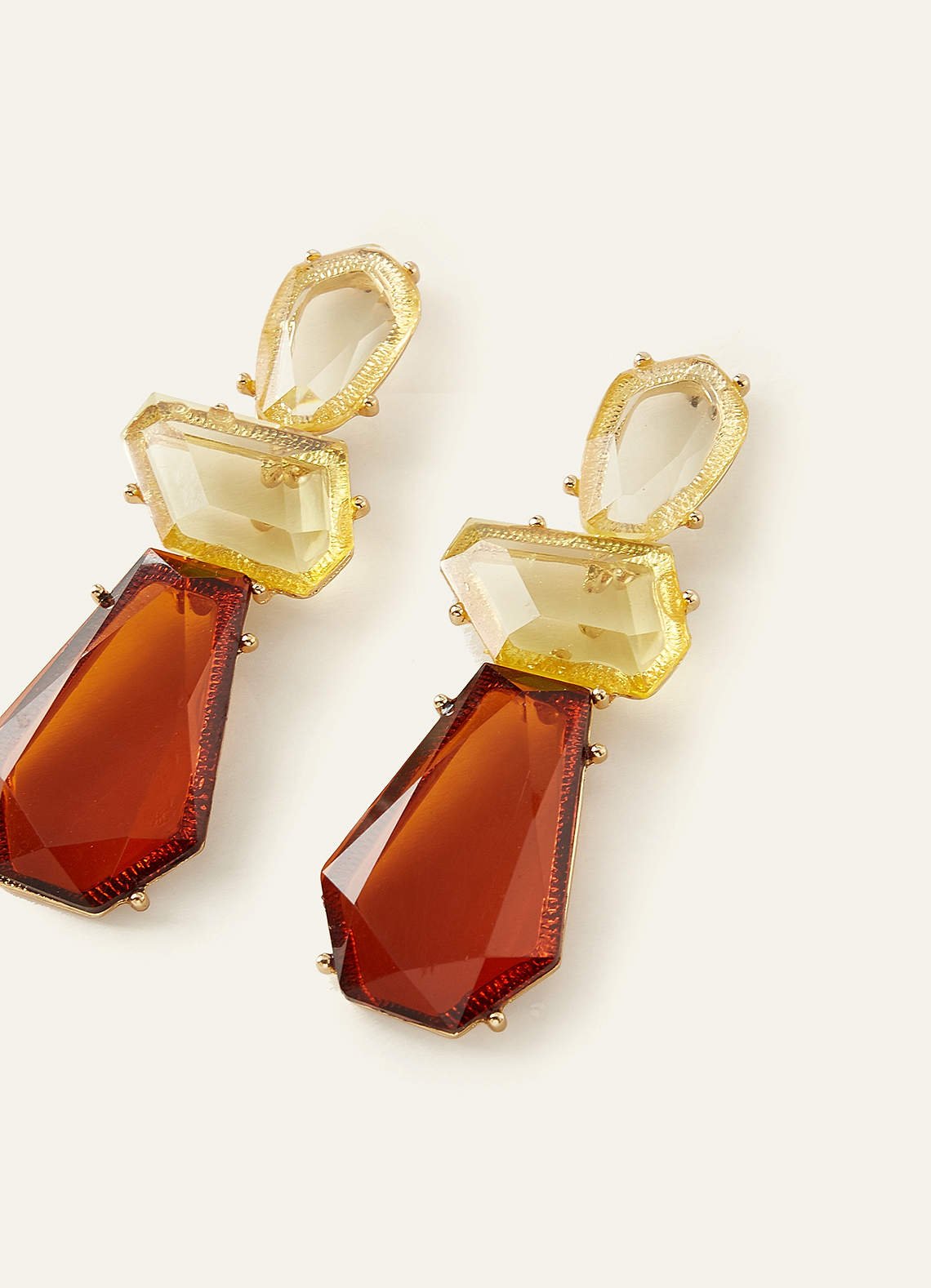 Geometric Gemstone Statement Drop Earrings — Multicolor — 图 2/3