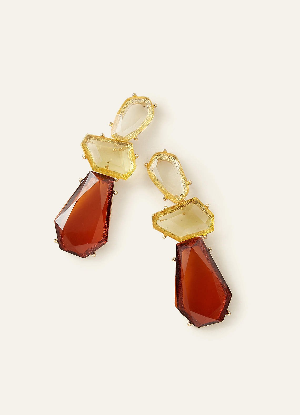Geometric Gemstone Statement Drop Earrings — Multicolor — 图 3/3