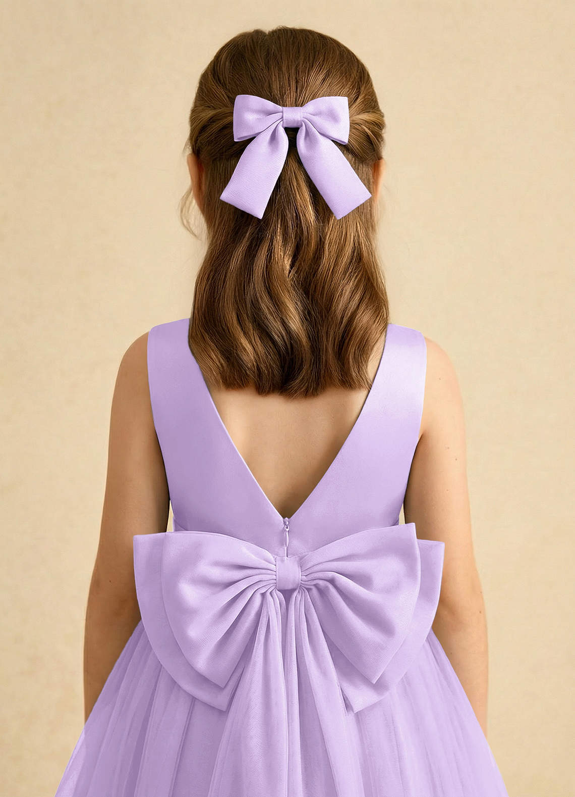 Girls Matte Satin Bow Hair Clip — Lilac — 图 181/332