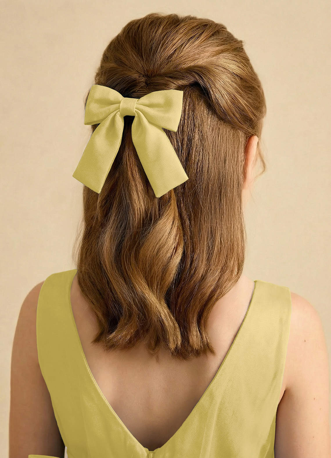 Girls Matte Satin Bow Hair Clip — Canary — 图 288/332