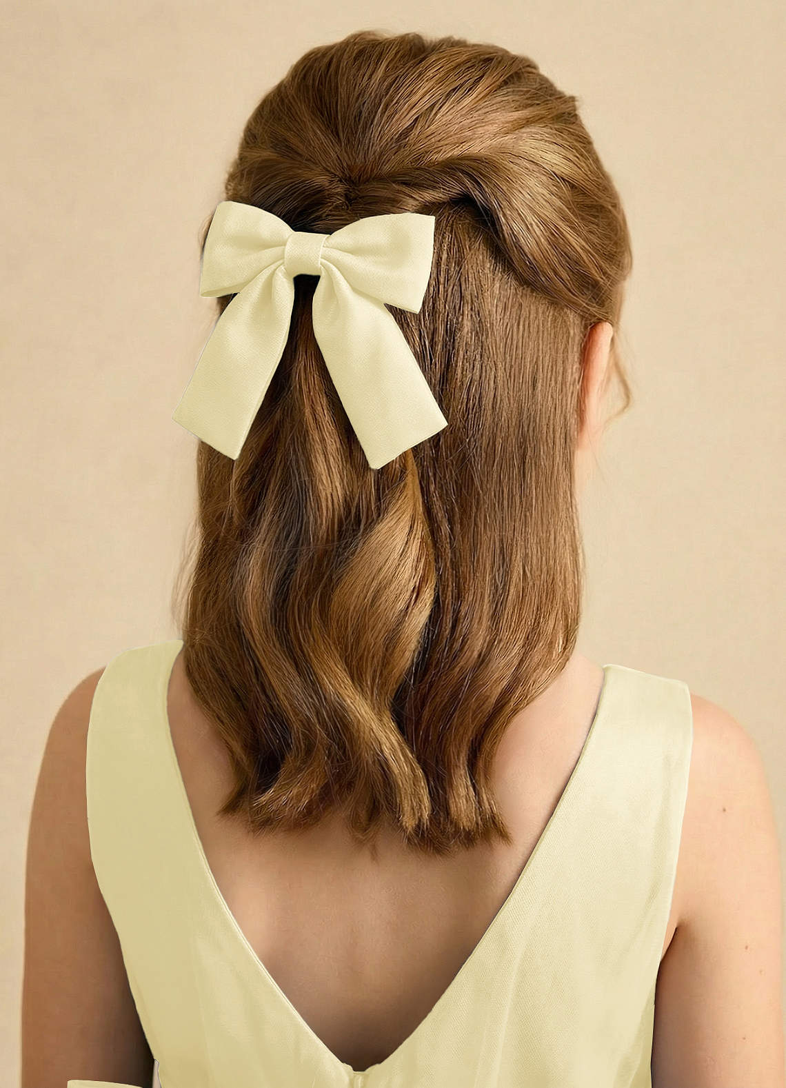 Girls Matte Satin Bow Hair Clip — Lemon Sorbet — 图 273/332