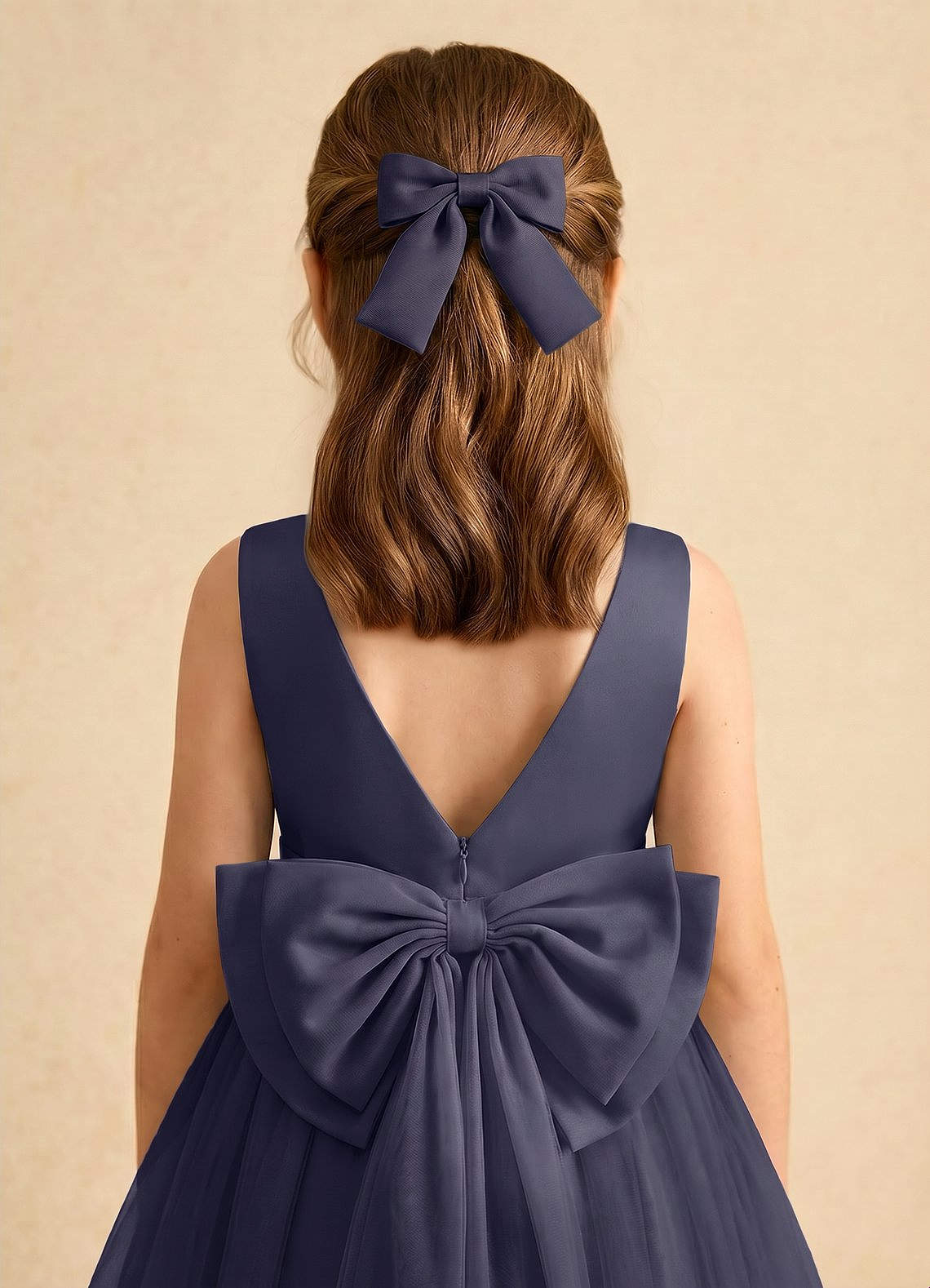 Girls Matte Satin Bow Hair Clip — Stormy — 图 104/332