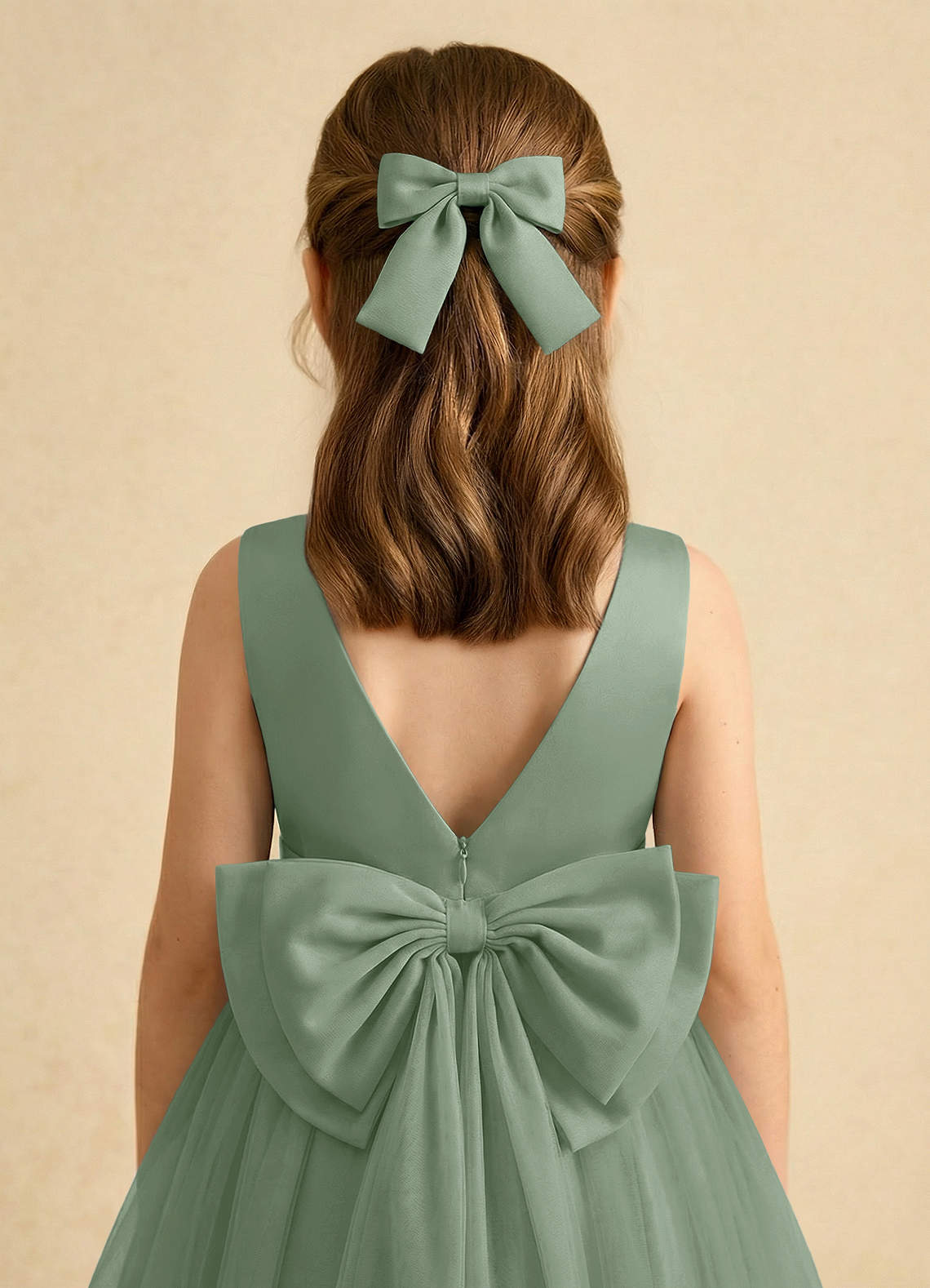Girls Matte Satin Bow Hair Clip — matcha — 图 23/332