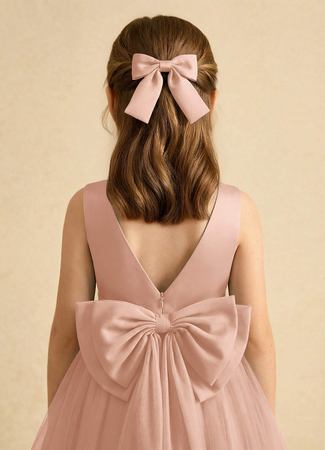 Girls Matte Satin Bow Hair Clip — rose gold — 图 150/332