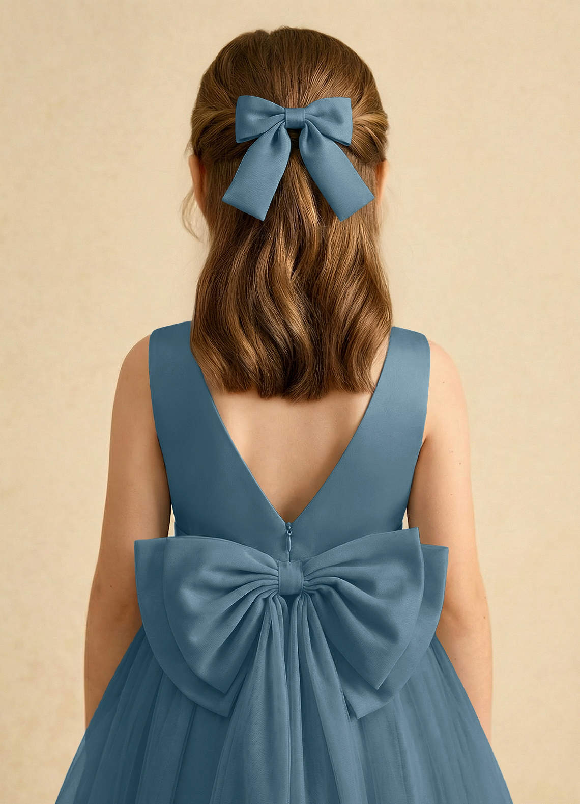 Girls Matte Satin Bow Hair Clip — Bermuda — 图 114/332