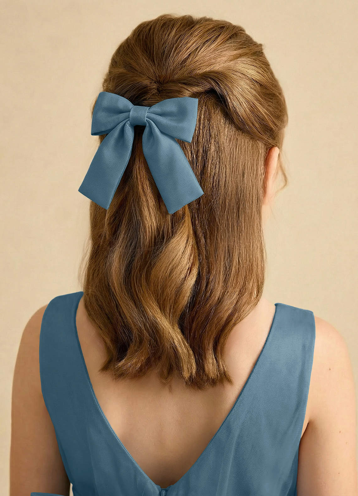 Girls Matte Satin Bow Hair Clip — Bermuda — 图 112/332