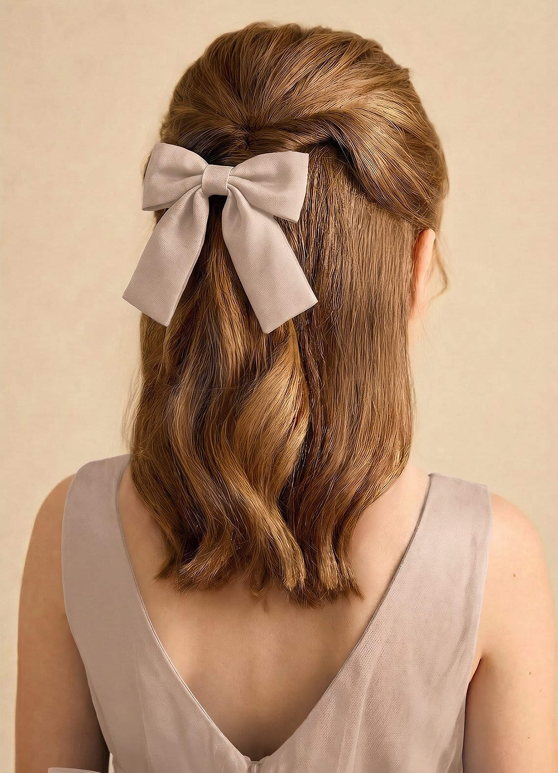 Girls Matte Satin Bow Hair Clip — English Rose — 图 153/332