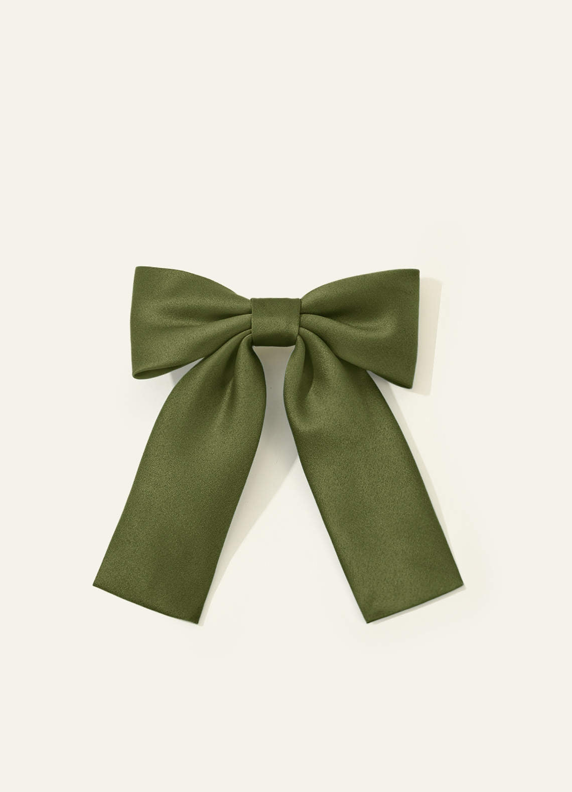 Girls Matte Satin Bow Hair Clip — Olive — 图 40/332