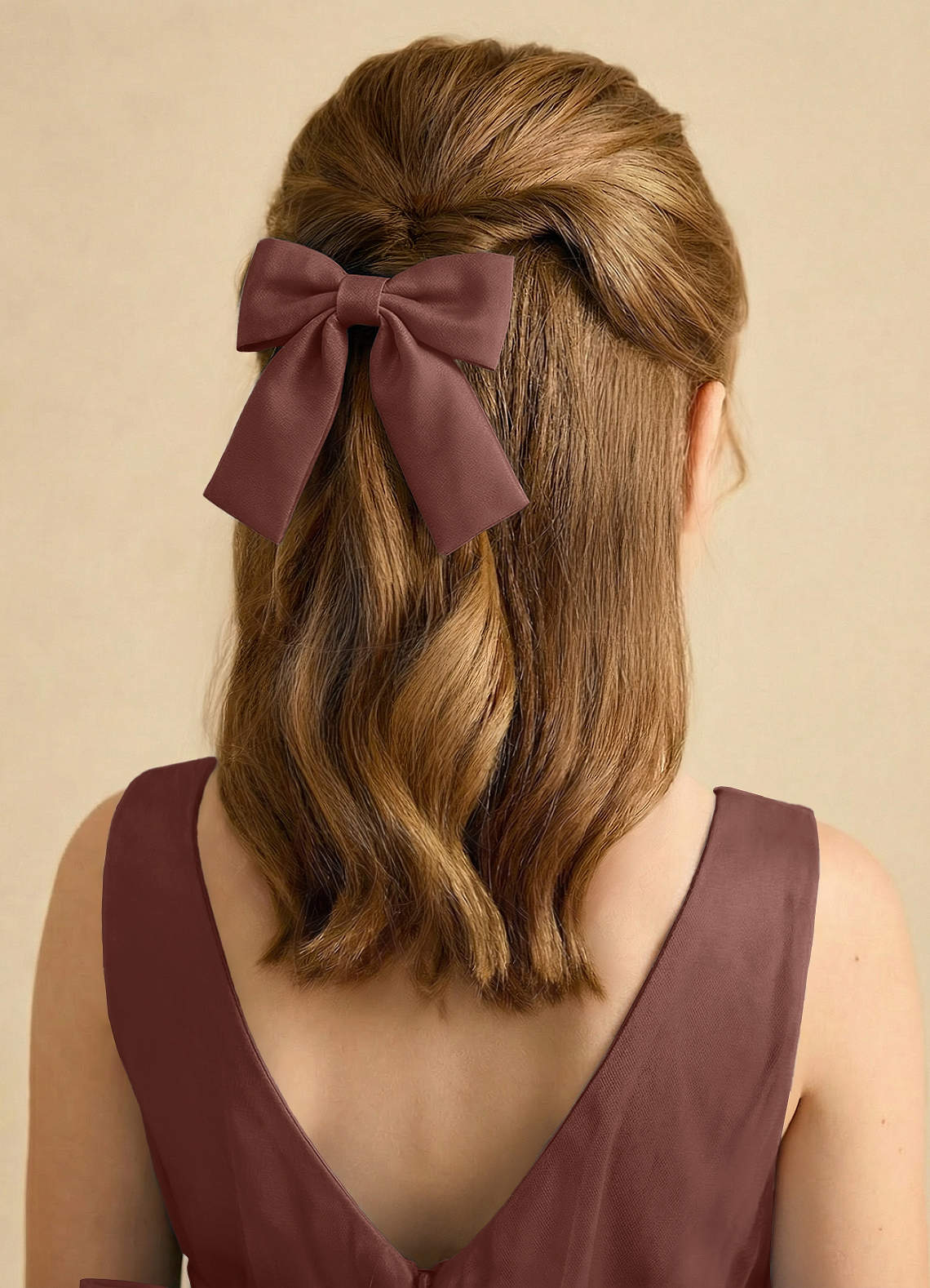 Girls Matte Satin Bow Hair Clip — espresso — 图 308/332