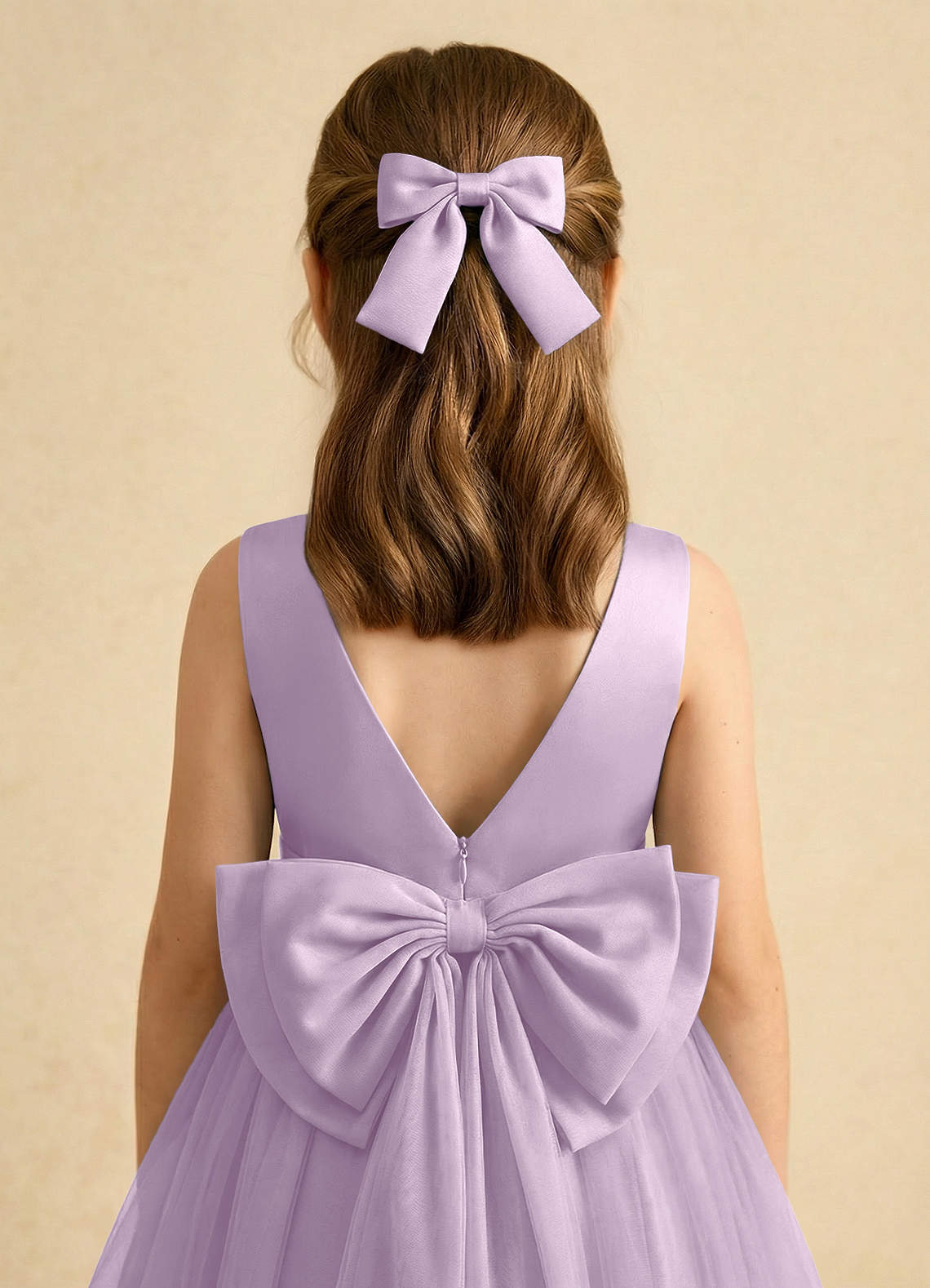 Girls Matte Satin Bow Hair Clip — Frosted Lilac — 图 176/332