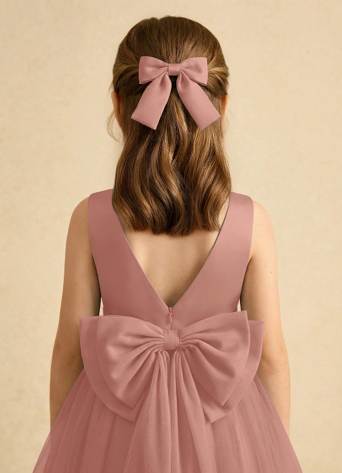 Girls Matte Satin Bow Hair Clip — Rosette — 图 145/332